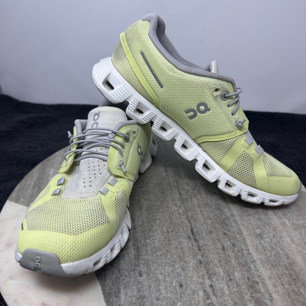 ON Running Cloud 5‎ Women Sz 8 Light Yellow Mesh Comfort Sneakers